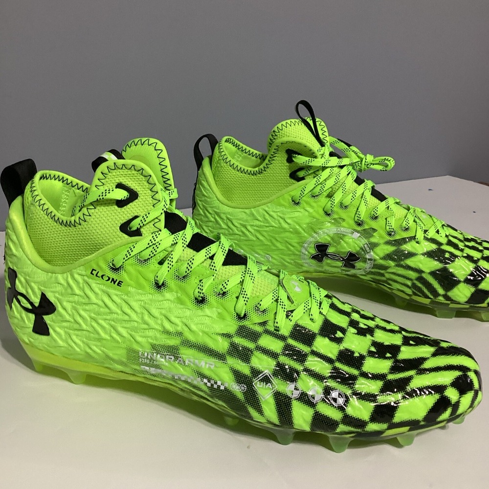 Under Armour Men's Football Cleats Spotlight Clone Green/Black 3026336 SZ 13 - Picture 2 of 8